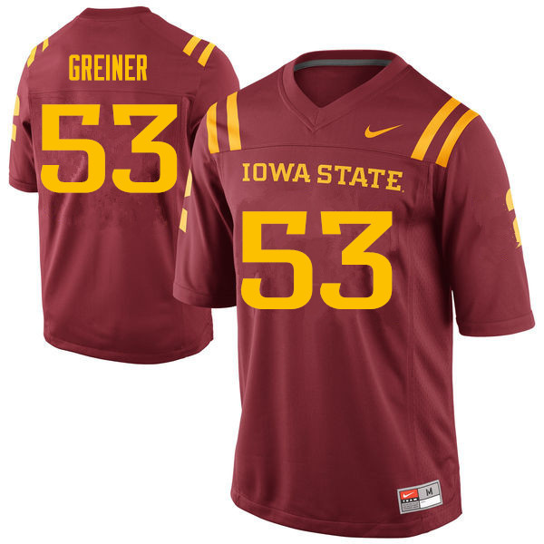 Iowa State Cyclones Men's #53 Derek Greiner Nike NCAA Authentic Cardinal College Stitched Football Jersey MH42Z06OQ